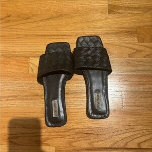 Steve Madden Black Quilted Slide Sandals